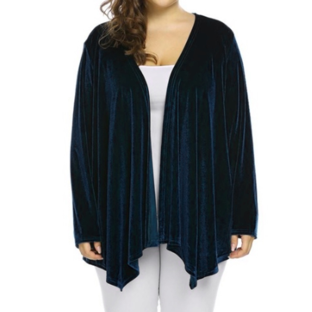 NEW Navy Blue Velvet Cardigan Size 24W